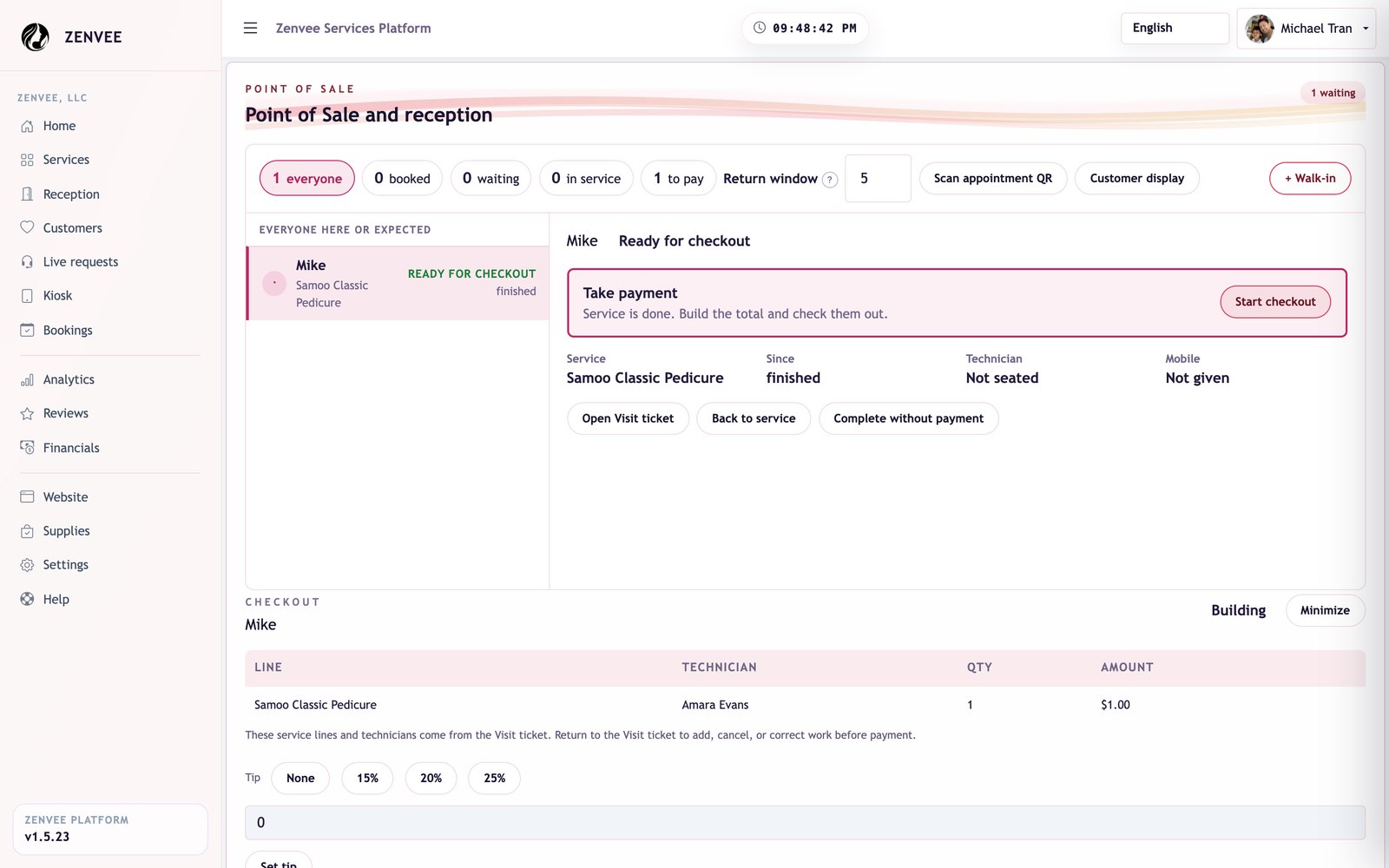 Point of sale and card reader settings in the Zenvee Portal