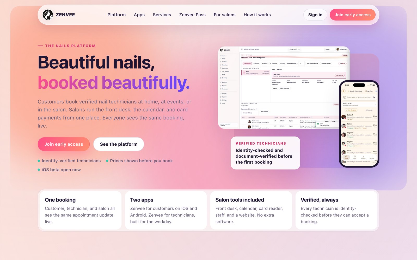 nails.zenvee.net, a salon website built on Zenvee